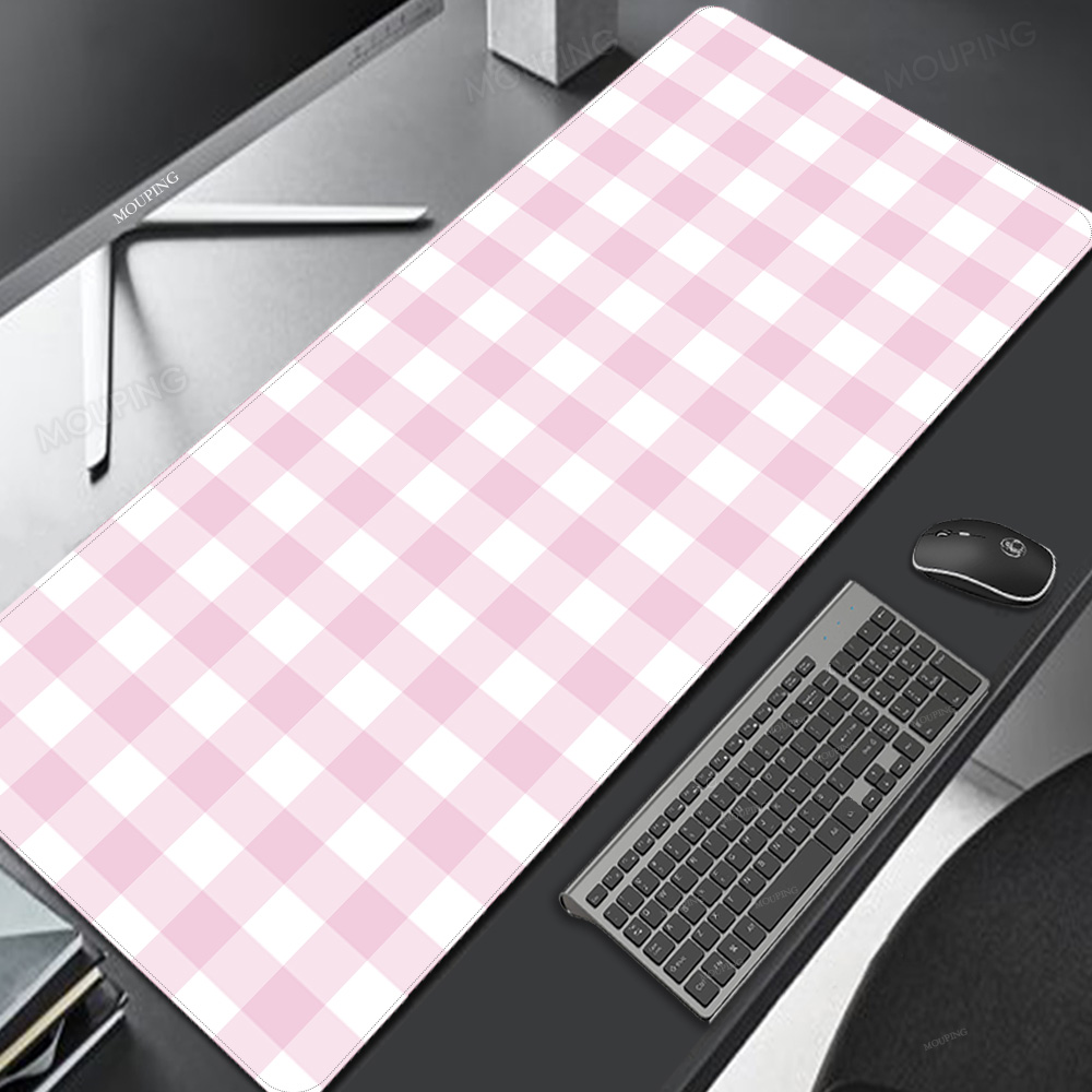 Gaming Keyboard Mouse Combo - ピンクの格子マウスパッドかわいいかわいいマウスパッドデスクマットゲームラップトップオフィスカーペットキーボードメカニカルゲーマーキーボードマウスマット