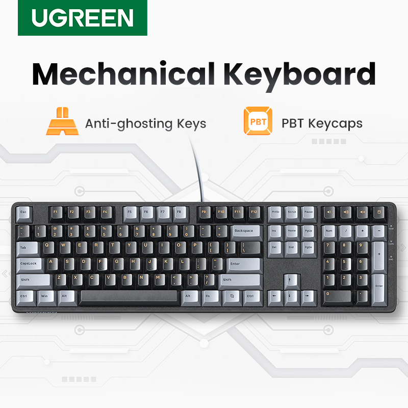 Gaming Keyboard Corsair - 有線メカニカルキーボードUGREEN-108 pbt,赤いスイッチ,ロシア語,韓国語,デスクトップ,ラップトップ,Windows, Mac,osゲーム用