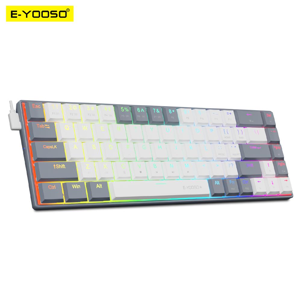 Gaming Keyboard E Yooso - E-YOOSO A68ミニスリムUSBワイヤードメカニカルゲームキーボードレッドスイッチ68キーズゲーマーロシアブラジルCompute PCラップトップ用