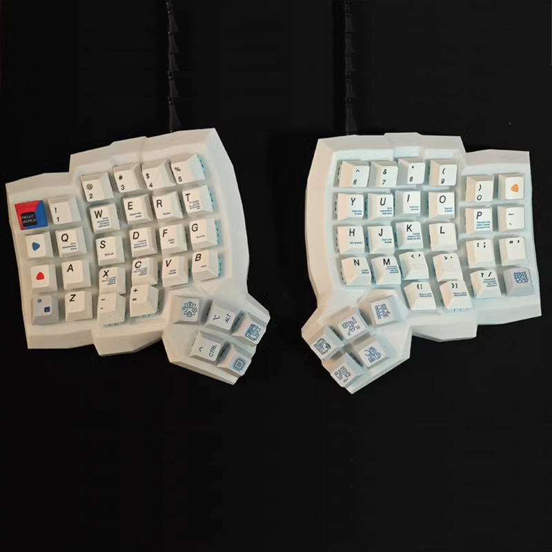 Gaming Keyboard Ergonomics - ダクティル・マヌフォーム・スプリットキーボードキット カスタマイズVIAlキー交換可能 有線シングルモード人間工学に基づいたカーブキーボード オフィス・ゲーミングキーボード