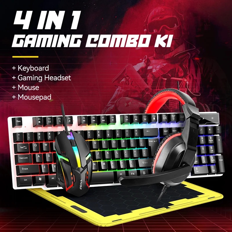 新しいUSBキーボードとマウスのゲーミングヘッドセットコンボ - Gaming Keyboard And Mouse Set のレビューと価格