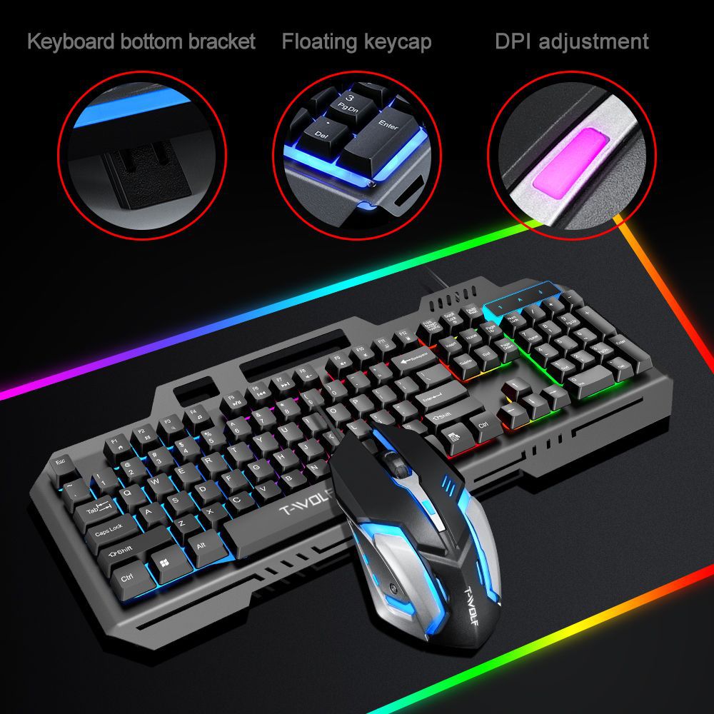Twolfバックライト付き有線ゲーミングキーボード、マウス付 - Gaming Keyboard Mouse Combo のレビューと価格