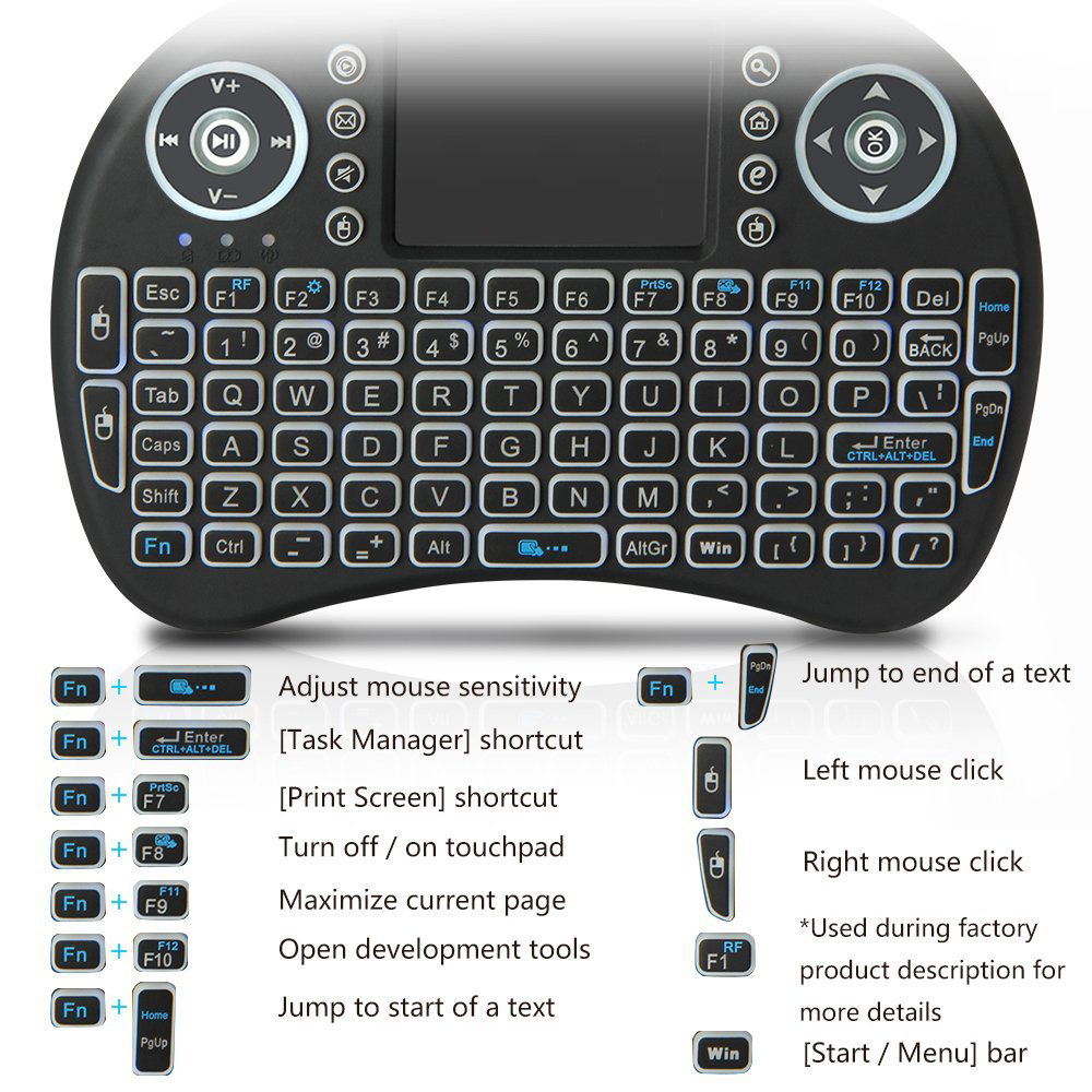 バックライト付きミニワイヤレスキーボードフランス語アゼルティ - Gaming Keyboard Mouse Combo のレビューと価格